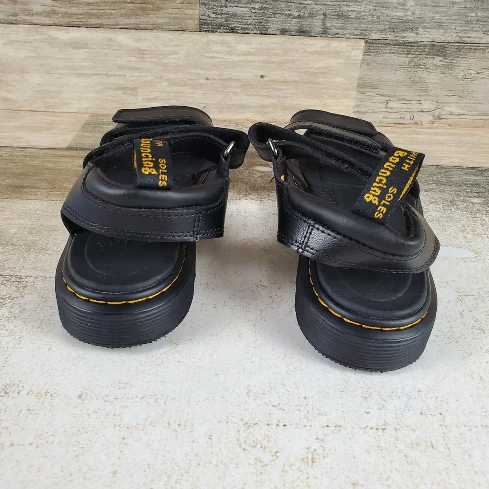Dr Martens Kids Klaire Sandals Sz 6 Dark Black Hook And Loop Adjustable Straps